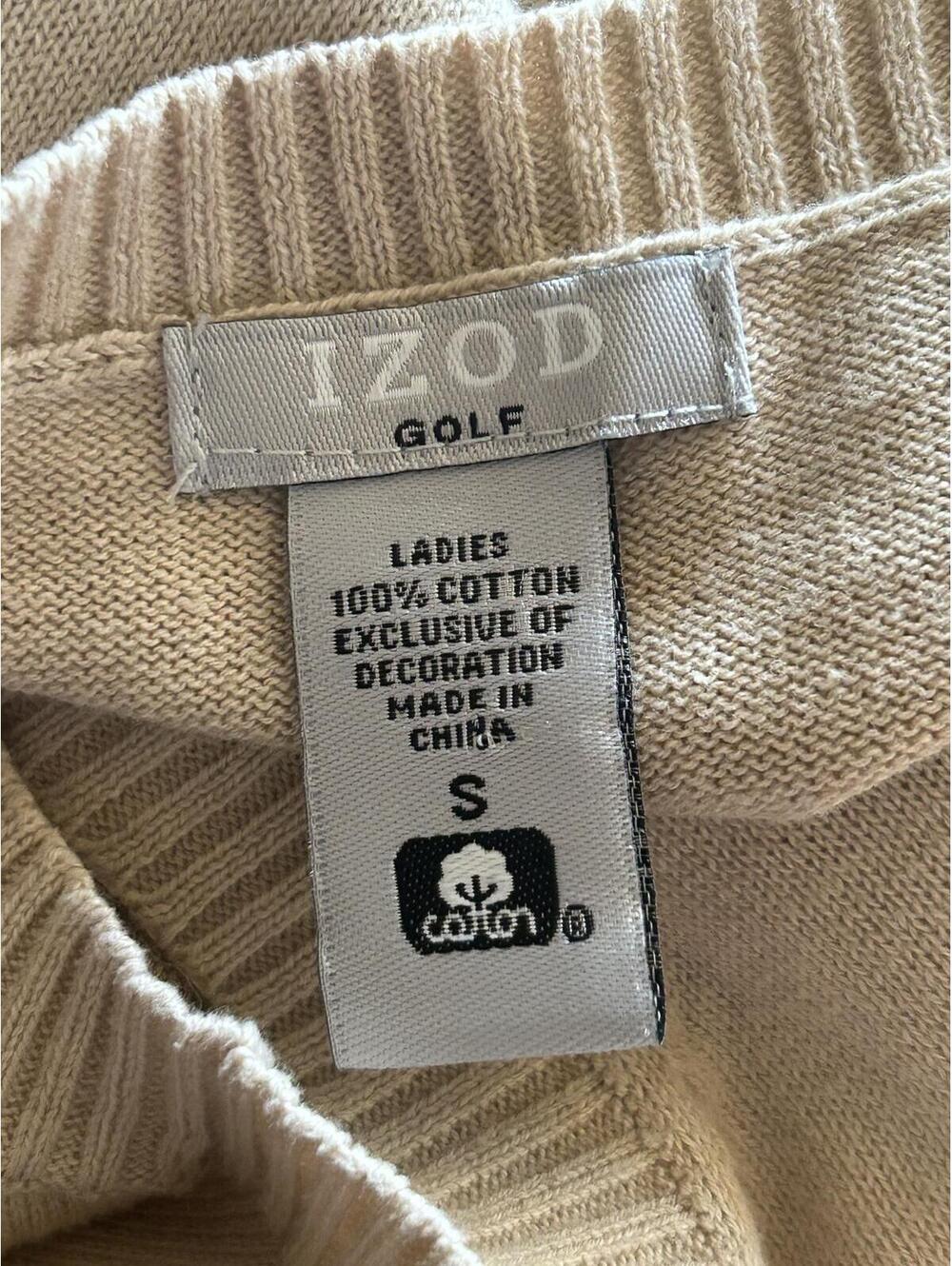 Izod Golf Womens Argyle Tan V-Neck Sweater Vest Size Small Preppy Light Academia - Picture 5 of 5